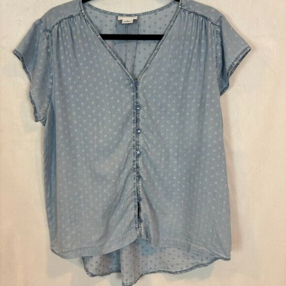 Liz Claiborne Women's Button Short Sleeve polka Dot‎ Blouse Sz large Coquette - Picture 1 of 10